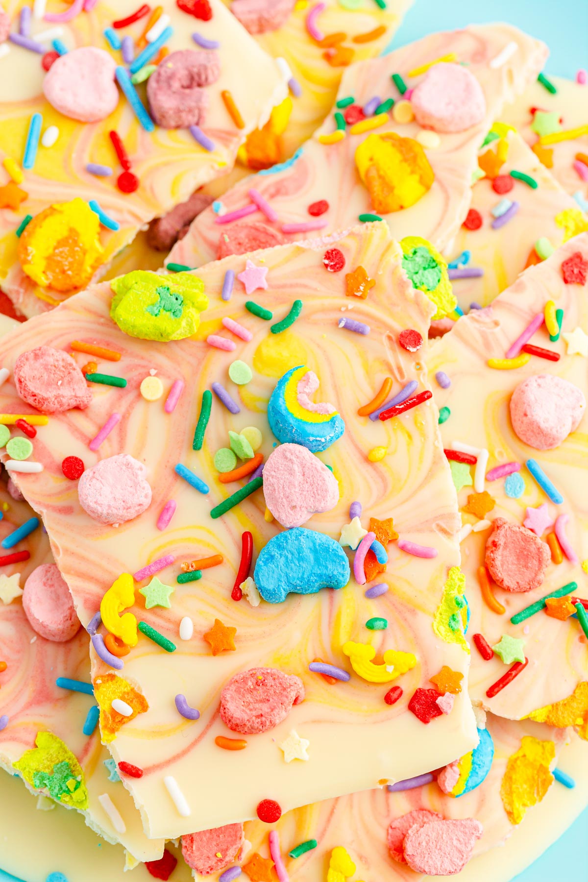 Close up of Lucky Charms Bark.