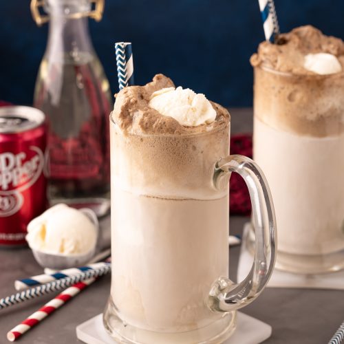 Dr Pepper Floats on a table.