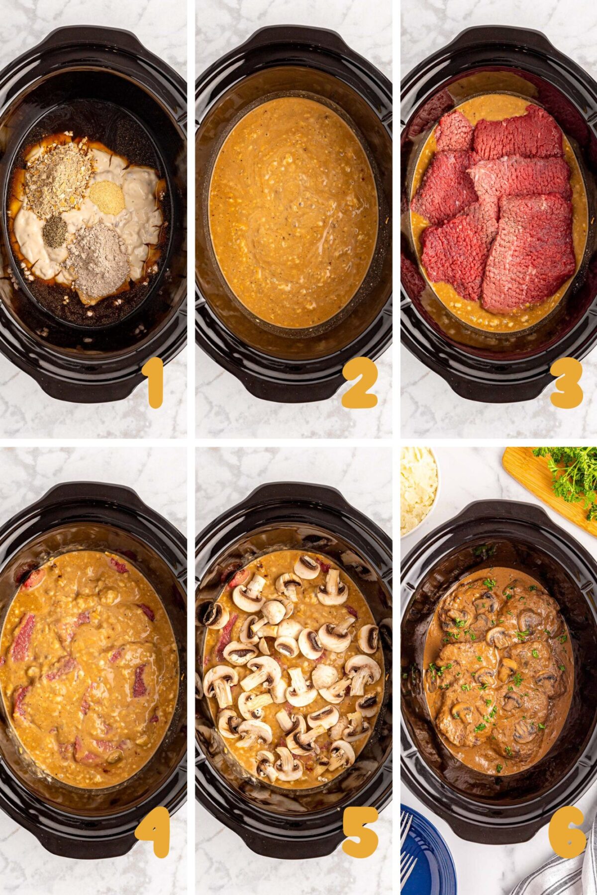 step by step how to make cube steak in a slow cooker
